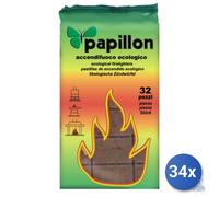 34x Papillon Accendifuoco Solido Ecologico Confezione da 32 Cubetti