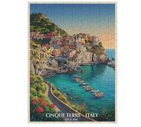 35/70/120/200/300/500/1000 pezzi puzzle in legno per adulti - Puzzle verticale Cinque Terre Art - Legno di pioppo di alta qualità con partizione per lettere - Decorazione murale fai da te stampata UV