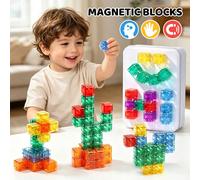 35/70 pezzi Blocchi magnetici per costruzioni, puzzle magnetici geometrici trasparenti, sviluppano il pensiero spaziale e le abilità costruttive, giocattolo da viaggio portatile, regalo di compleanno/
