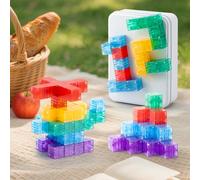 35/70 pezzi Set di blocchi magnetici trasparenti, Mattonelle magnetiche per bambini, Giocattolo da viaggio portatile, Cubi magnetici arcobaleno, Giocattoli educativi per ragazze e ragazzi, Colore casu