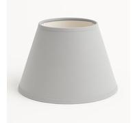 35 cm Paralume Cono, Tessuto di Cotone con PVC Bianco, Prodotto Artigianale, per Lampada da Tavolo, Piantana (Grigio)