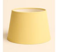 35 cm Paralume Tessuto di Cotone con PVC Bianco, Prodotto Artigianale, per Lampada da Tavolo, Piantana (Giallo)