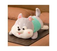 (35 cm-verde) Cuscino lungo imbottito per cani, husky sdraiato, peluche, morbido cuscino per dormire,