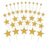 35 decorazioni per cupcake a forma di stella, dorate, glitterate, grandi, da cocktail, assemblate con stelle scintillanti, per matrimoni, fidanzamenti, addio al nubilato, feste di compleanno per
