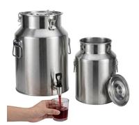 35 Litri Tanica con Rubinetto 201 Inox Bidone del Latte Coperchio Ermetico