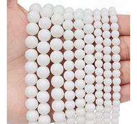 35 perline di giada bianca Tridacna da 10 mm per la creazione di gioielli, pietre semipreziose rotonde naturali lisce per collane, bracciali e altri ciondoli.