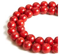 35 perline rotonde da 10 mm di colore rosso turchese naturale, perline sfuse per la creazione di gioielli