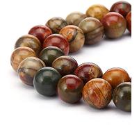 35 perline rotonde di diaspro naturale Picasso da 10 mm, perline sfuse per la creazione di gioielli fai da te per braccialetti e collane