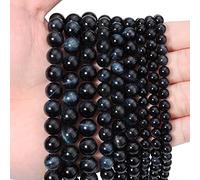 35 perline rotonde in occhio di tigre naturale blu e nero, 10 mm, per la creazione di gioielli, bracciali e collane.