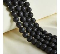 35 perline rotonde in pietra lavica nera naturale, 10 mm, per la creazione di gioielli