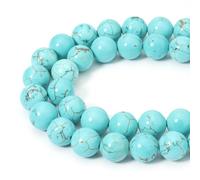 35 perline rotonde in pietra naturale turchese blu da 10 mm, perline di cristallo per la guarigione energetica, per la creazione di gioielli, braccialetti e collane fai da te, U10-AC3604