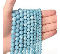 35 perline sfuse di calcedonio blu, 10 mm, pietre semipreziose rotonde lisce naturali, ciondoli per collane e bracciali