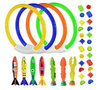 35 Pezzi Giocattoli da Immersione, Giocattoli da Piscina, Giochi Piscina Bambini Anelli da Immersione, Gemme per Immersione, Torpedo Banditi, Set Nuoto Giochi d'affondamento Addestramento