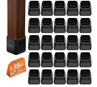 35 Pezzi Gommini per Sedie in Silicone con Feltro, Proteggi Gambe per Mobili, Elastiche Protezione per Gambe Delle Sedie per Antigraffio Nero Grande (32-40mm)