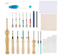 35 Pezzi Kit Ago Magico per Ricamo Punch Needle, Regolabili Set di Aghi per Punch in Legno Panno per Ago da Punch Ricamo per Bambini Adulti, Principianti Punto Croce Fai Da Te Artigianato