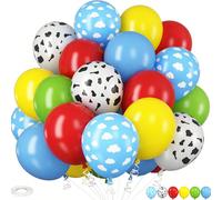35 pezzi palloncini a tema della storia dei giocattoli,palloncini in lattice da 12 pollici a forma di nuvola di colore blu cielo con stampa mucca, di colore rosso, blu, giallo e verde per feste di com