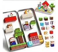 35 pezzi Set cubo puzzle magnetico a tema fattoria con scatola | Giocattolo puzzle 3D, kit di apprendimento per bambini, scatena l'immaginazione infinita, regalo di Ognissanti, adatto per bambini e ba