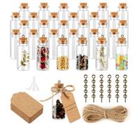 35 provette con tappo di sughero, mini bottiglie di vetro da 10 ml, piccole bottiglie da riempire (con ciondolo a forma di cuore, biglietti, corda, imbuto), piccole bottiglie di vetro per fai da te,