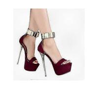 (35, red) Large Size Women's High Heel Platform Stiletto Sandals with Straps