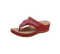 (35, Red) "Summer Ladies Flip-flops Wedge Heel Slippers Sandals Casual Flip Flops Women's Shoes"
