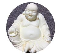 35 - Statua del Buddha Sorridente Bianco - Decorazione Ideale per L'Ufficio in casa, Simbolo di buona Fortuna, ricchezza e Felicità Secondo Il Feng Shui
