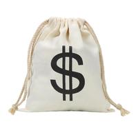 35 x 40cm Borsa Porta Soldi in Dollari, Bianco Sacchetto di Stoffa con il Simbolo del Dollaro, Sacchetti per Soldi, Accessori Costume da Ladro per Carnevale Halloween Cosplay
