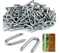 350 Pezzi Chiodi a U Graffette di Acciaio Chiodi di Tipo U Graffette per Recinzione Legno Punti Metallici in Acciaio per Chiodi di Fissaggio Zincati per Reti Punti Metallici Piccoli Gancio a U Zincato