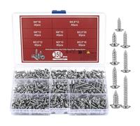 350 Pz Viti Autofilettanti a Testa Piatta, Viti Autoperforanti a Testa Rondella, M3, M3,5, M4, M4,8 Viti Legno Testa Croce, Kit Viti Autoforanti Testa Tonda Assortimento Kit per Metallo Legno
