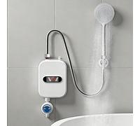 3500 W scaldabagno elettrico istantaneo, mini scaldabagno elettrico con mela doccia, 220 V scaldabagno elettrico senza serbatoio con display digitale LCD, per bagno, cucina (bianco)
