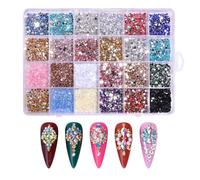 3500pcs resina Rhinestones, Flatback Nail Gems Kit, 24 Grid Storage Box, AB Color, Mixed Sizes Selection, Easy to Apply, Perfect for Crafts, Halloween, Christmas, Projects