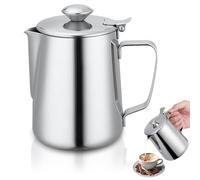 350ML Bricco Latte Acciaio Inox, Lattiera Latte Art Con Coperchio, Pentolino Latte Laureato per Montalatte, Pentolino Latte per Caffè Latte Coffee Art (350ml)
