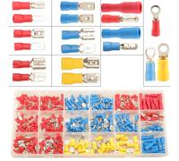 350pcs Capicorda Elettrici Assortiti, 19 Tipi Capicorda a Crimpare Connettori per Cavi Elettrici, Terminali Elettrici Connettore Elettrico, Terminale Connettori Isolati con Crimpro a Spada e Forcella