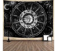 351 Arazzo In Bianco E Nero Sole E Luna Segni Zodiacali Misteriosi Arazzi Wall Grande Attaccatura A Muro Moda Tapestry Per Cucina Camera Camera Da Letto 100x150cm