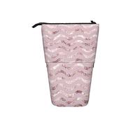351 Portapenne Telescopico Sfondo Geometrico Glitter Oro Rosa Portapenne Multifunzionale Adulti Borsa Trucco Grande Capacità Astuccio Verticale Portapenne