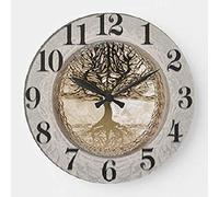 351 Rotondo Orologio Da Parete Albero Della Vita Marrone Orologio Da Cucina Senza Ticchettio Quarzo Orologio Da Appendere Facile Lettura Orologio Muro Per Moderno Bar Scuola