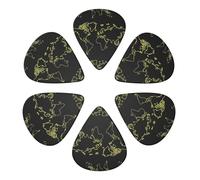 351 Shape Guitar Picks 6 Pack Mappa del mondo, plettri in celluloide per basso, ukulele, banjo, calibri leggeri/medi/pesanti inclusi