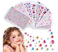 3514 Strass Autoadesivi, 10 Fogli Strass Colorati per Volti, Strass per Bricolage in Varie Forme, Adesivi Strass Autoadesivi per Lavori Manuali per Bambini, Articoli per il Bricolage