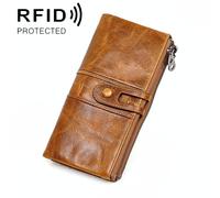 3520 Portafoglio RFID antimagnetico pieghevole in pelle di vacchetta lungo per d
