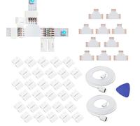 3528 2835 connettore striscia LED 4 pin 8mm, cavo di estensione da 6.56ft/2M con connettore maschio 4Pin e 30pcs clip senza saldatura,10pcs T forma PCB per striscia LED RGB