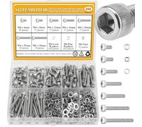 356 Pieces M4 Screws Nuts Washers Set, Sutemribor M4 x 6/8/12/16/20/25/30mm Hex Socket Head Cap Screws Nuts Washers Assortment Kit, 304 Stainless Steel, Fully Threaded