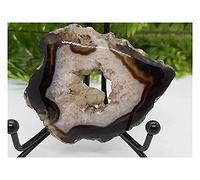 35g-40g Cristallo di agata nera naturale con fetta druzy, artigianato in pietra curativa decorazione della stanza