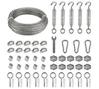 35m 2mm Cavo Acciaio Inossidabile Kit 60pcs - Corda/Fune Acciaio e Tenditore Acciaio Inox con gancio e occhio, Bulloni di Vite Dell'occhio e Doppi Manicotti in Alluminio e Redance