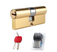 35MM/35MM Euro Cilindro in Ottone, Cilindro di Chiusura con 5 Chiavi, Cilindro Serratura con Due Viti Montabile Facilmente, Anti-Picking, Anti-Perforazione, Anti-Scatto, Anti-Urto