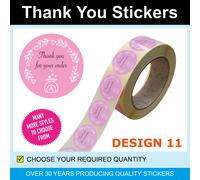 35mm Argento & Blu Floreale Thank You Adesivi/Etichette - Solo per 120