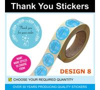 35mm Argento & Blu Floreale Thank You Adesivi/Etichette - Solo per 120