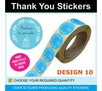 35mm Argento & Blu Floreale Thank You Adesivi/Etichette - Solo per 120