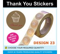 35mm Argento & Blu Floreale Thank You Adesivi/Etichette - Solo per 120