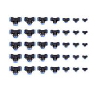 35pcs OD 4/6/8/10/12/14/16 mm tubo d'aria Pneumatic a 3 vie Connector sincati Confitti rapidi ad alta precisione blu e neri 35 pezzi per strumenti pneumatici
