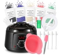 35PCS Scaldacera Kit Cera Brasiliana Ceretta Brasiliana Kit Completo Scalda Cera Temperatura Display Digitale LCD con 500g Cera 20 Spatole 2 Olio per la Cura Prima per Bikini Viso Corpo Uomo Donna