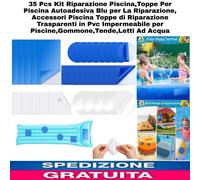 35pz Kit Riparazione Piscina,Toppe x Piscina Salvagenti Tende Autoadesiva Blu